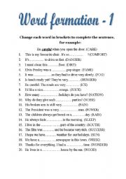 English Worksheet: Word formation