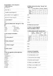 English Worksheet: WORKSHEET  FOR GRADE 6