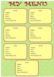 English Worksheet: prepare your menu set-- part 1