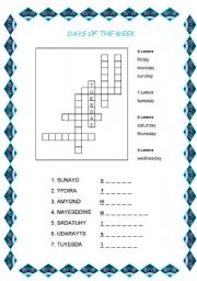 English Worksheet: Days of the week