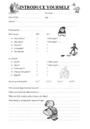 English Worksheet: Introduce Yourself