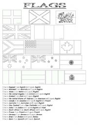 English Worksheet: English speaking countries : Flags