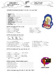 English Worksheet: pronouns and to be 