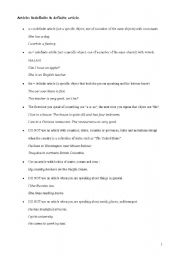 English Worksheet: Article: Indefinite & definite article