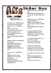 English Worksheet: SONG: SK8ER BOY - AVRIL LAVIGNE - PRONOUNS