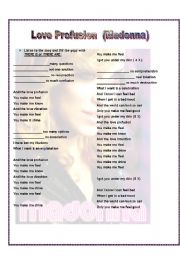 English Worksheet: SONG: LOVE PROFUSION - MADONNA - THERE TO BE
