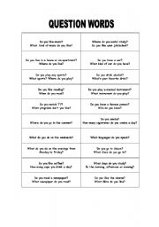 English Worksheet: QUESTION WORDS - CONVERSATION