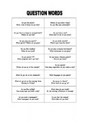 English worksheet: QUESTION WORDS - CONVERSATION