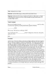English Worksheet: Ordering a Meal on Flight