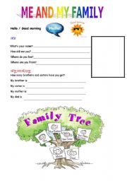 English Worksheet: Me and my family