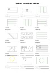 English Worksheet: Flags, countries and nationalities