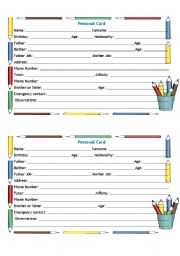 English Worksheet: Personal ID (English version)