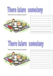 English Worksheet: There is/are  some/any