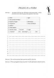 English Worksheet: Filling in a form