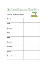 English worksheet: Tell about your summer vacation