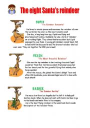 English Worksheet: The eight Santas reindeer