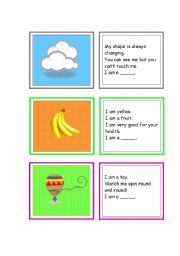 English Worksheet: Vocabulary Cards - Riddles