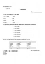 English worksheet: comparatives