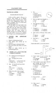 English Worksheet: Placement test