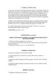 English Worksheet: A gorilla in New York