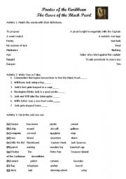 English Worksheet: Pirates of the Caribbean Worksheet 2