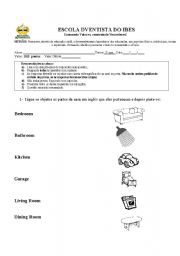 English worksheet: parst of the house, days of the week, numbers, family members