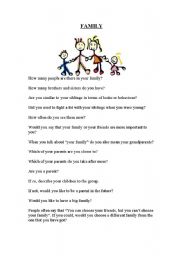 English worksheet: Family Discussion
