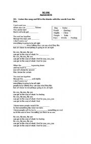 English worksheet: Worksheet -  No One - Song