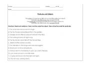English Worksheet: Sentences, subject and predicate