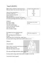 English Worksheet: Song JUMP by Madonna