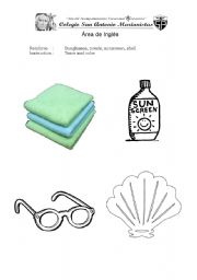 English worksheet: beach objects