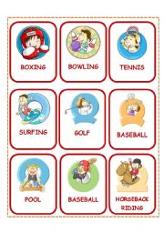 English Worksheet: SPORTS CARDS