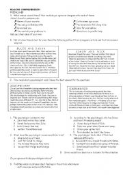 English Worksheet: A reading comprehension test