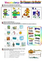 English Worksheet: The 4 Seasons & the Weather