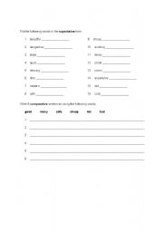 English Worksheet: superlative, comparative