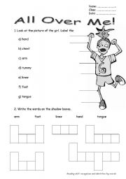 English worksheet: All Over Me!