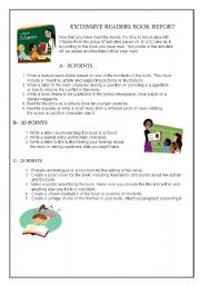 English Worksheet: BOOK REPORT PROJECTS