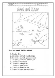 English Worksheet: Read and draw