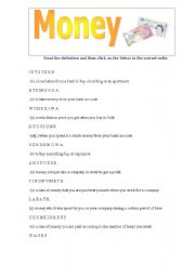 English worksheet: Money vocabulary