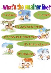 English Worksheet: Whats the weather like?  Easy vocabulary matching 