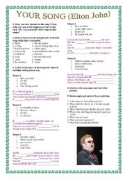 Sacrifice by Elton John - ESL worksheet by gcaMetro