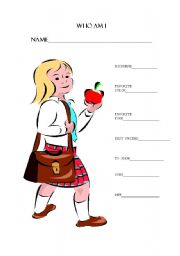 English Worksheet: Who am I girl