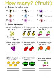 English Worksheet: Questions : How many...........?