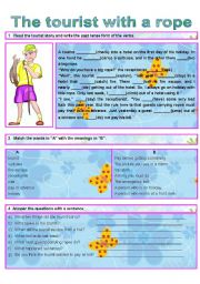 English Worksheet: THE PAST SIMPLE : THE TOURIST WITH A ROPE