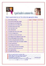 English Worksheet: a quiz : a good teacher is someone who....