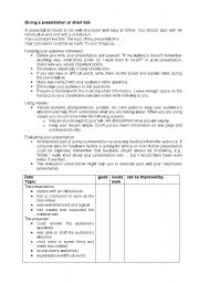 English worksheet: Giving a presentation 