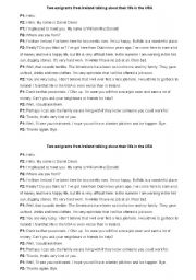 English Worksheet: Two emigrants from Ireland talking about their life in the USA