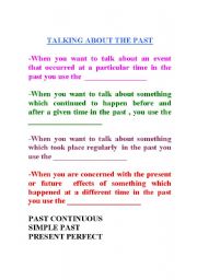 English worksheet: talking about the past