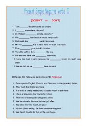 English Worksheet: Present Simple Negative