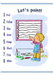 English Worksheet: Lets paint! (for very youn learners)